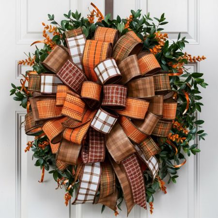 Fall/Autumn Season Ribbon Wreath